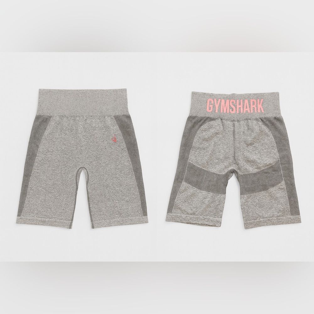 Gymshark Flex Seamless High Rise Cycling Shorts Gray Pink Logo XS Contour casual